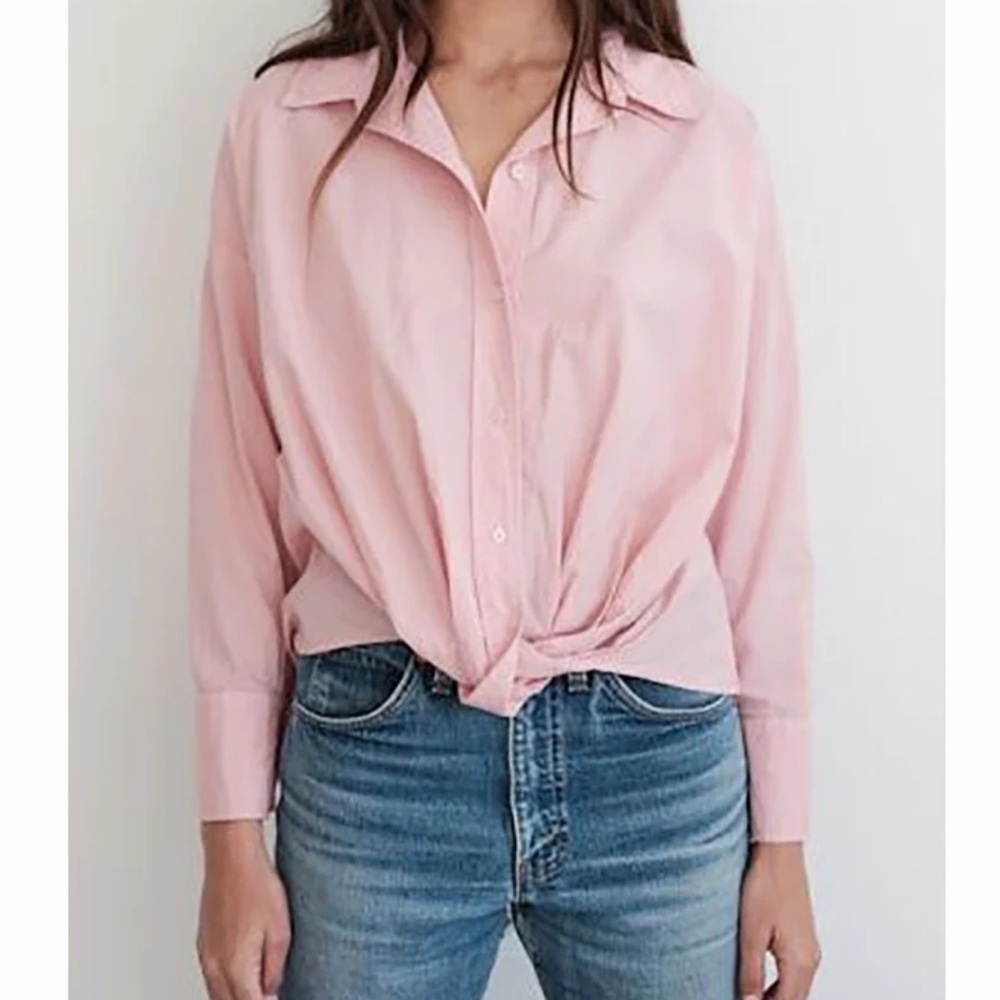 Stateside Poplon twist cotton button down